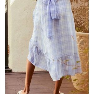 [NEW]Lulus Plaid Ruffled wrap Midi Skirt